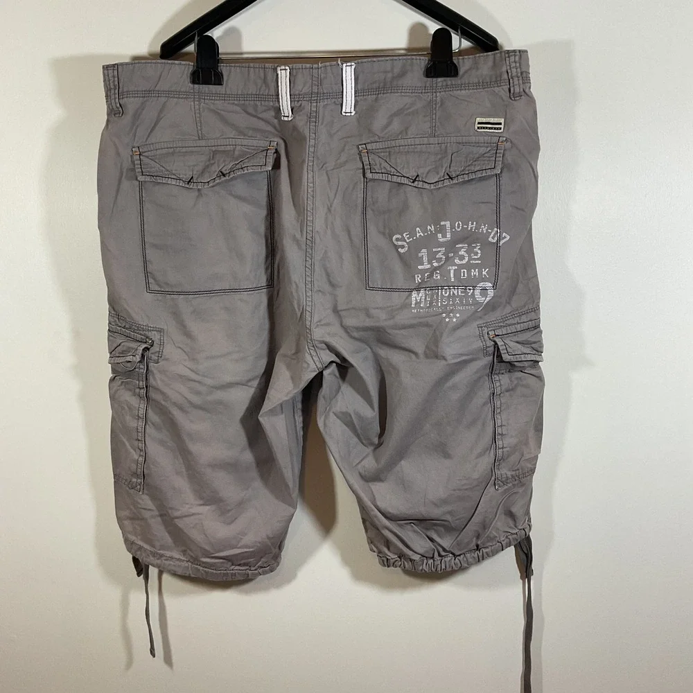 Sean John Men 38 Baggy Cargo Shorts Gray Relaxed Y2K Streetwear Hip Hop Utility